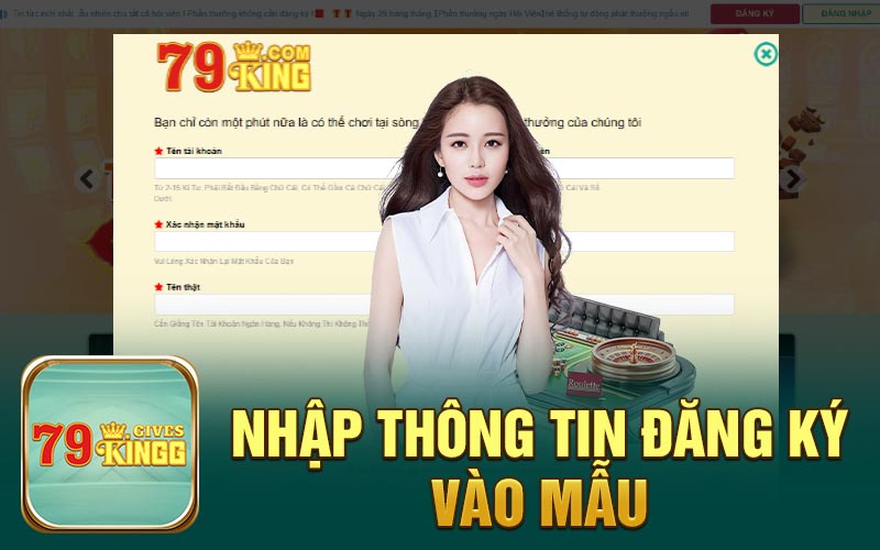 Nhập thông tin đăng ký vào mẫu